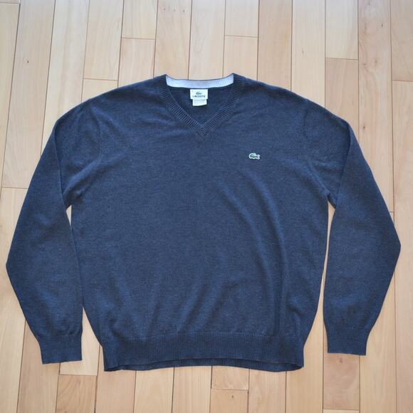 Lacoste Other - Lacoste V Neck Wool Sweater Gray Size Large